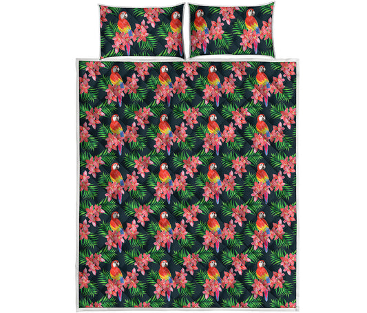 Tropical Parrot Pattern Print Quilt Bed Set