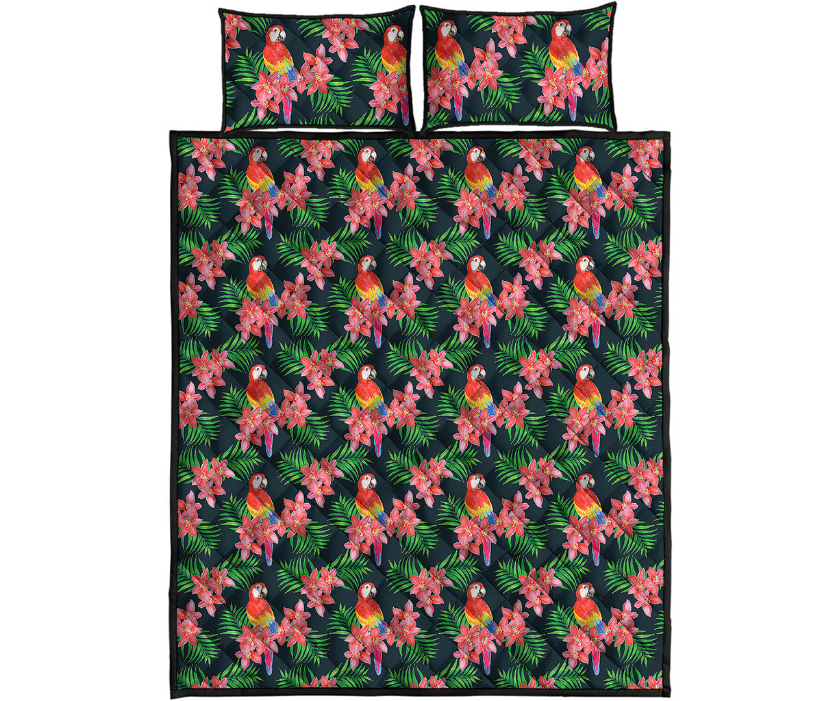 Tropical Parrot Pattern Print Quilt Bed Set