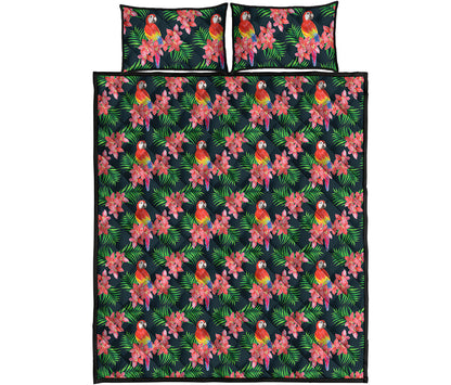 Tropical Parrot Pattern Print Quilt Bed Set