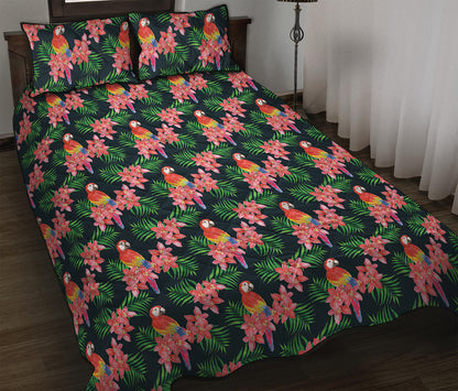Tropical Parrot Pattern Print Quilt Bed Set