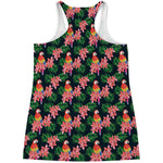 Tropical Parrot Pattern Print Women's Racerback Tank Top