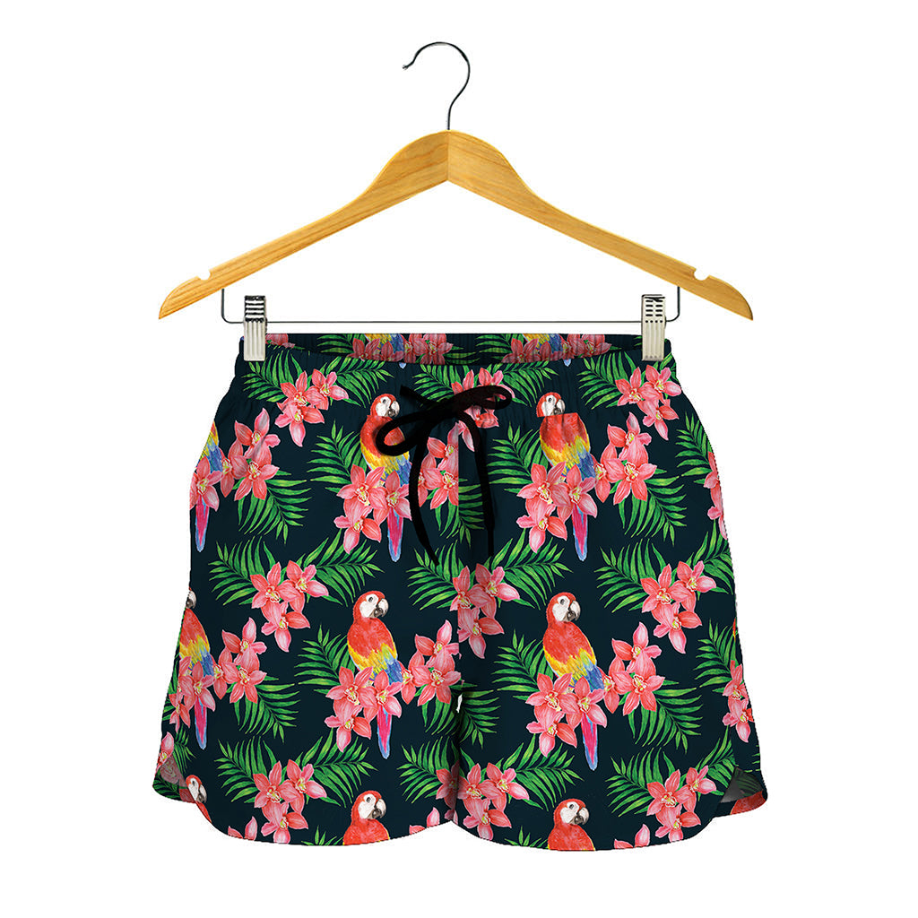 Tropical Parrot Pattern Print Women's Shorts