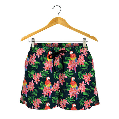 Tropical Parrot Pattern Print Women's Shorts