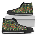 Tropical Patchwork Pattern Print Black High Top Sneakers