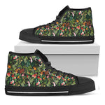 Tropical Patchwork Pattern Print Black High Top Shoes