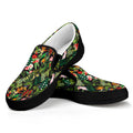 Tropical Patchwork Pattern Print Black Slip On Sneakers