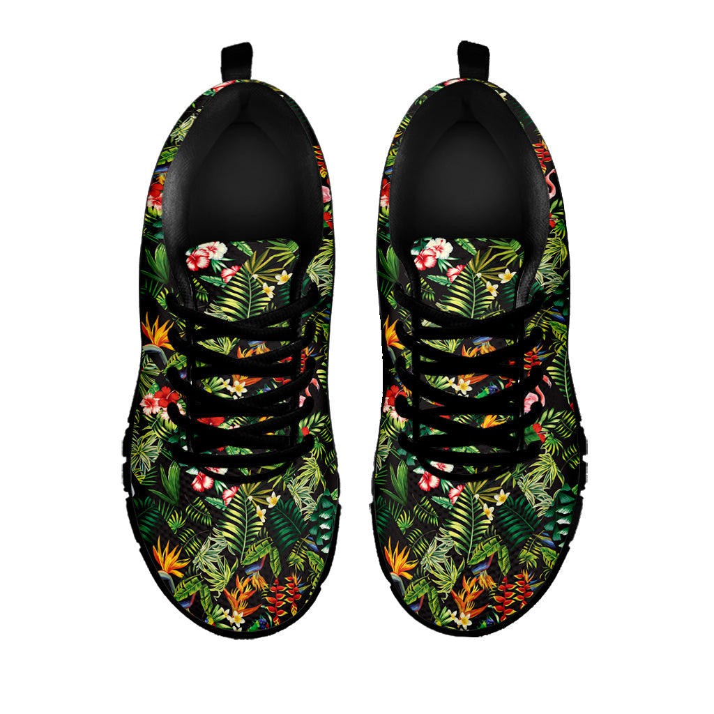 Tropical Patchwork Pattern Print Black Sneakers