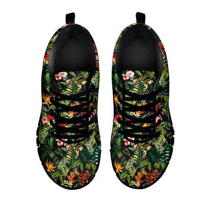 Tropical Patchwork Pattern Print Black Sneakers