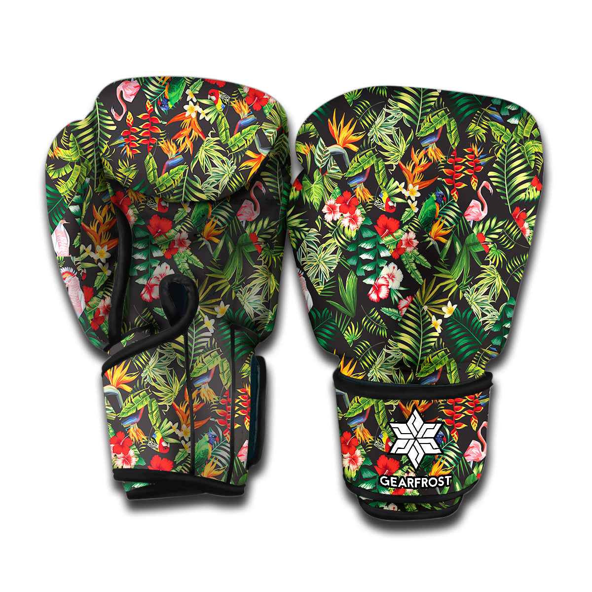 Tropical Patchwork Pattern Print Boxing Gloves