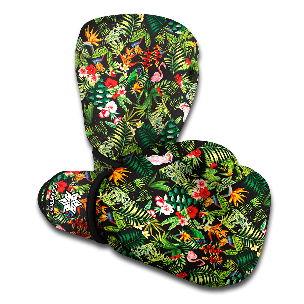 Tropical Patchwork Pattern Print Boxing Gloves