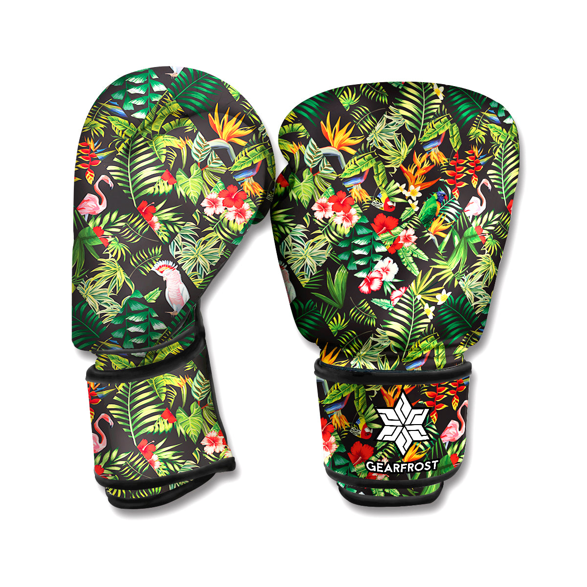 Tropical Patchwork Pattern Print Boxing Gloves