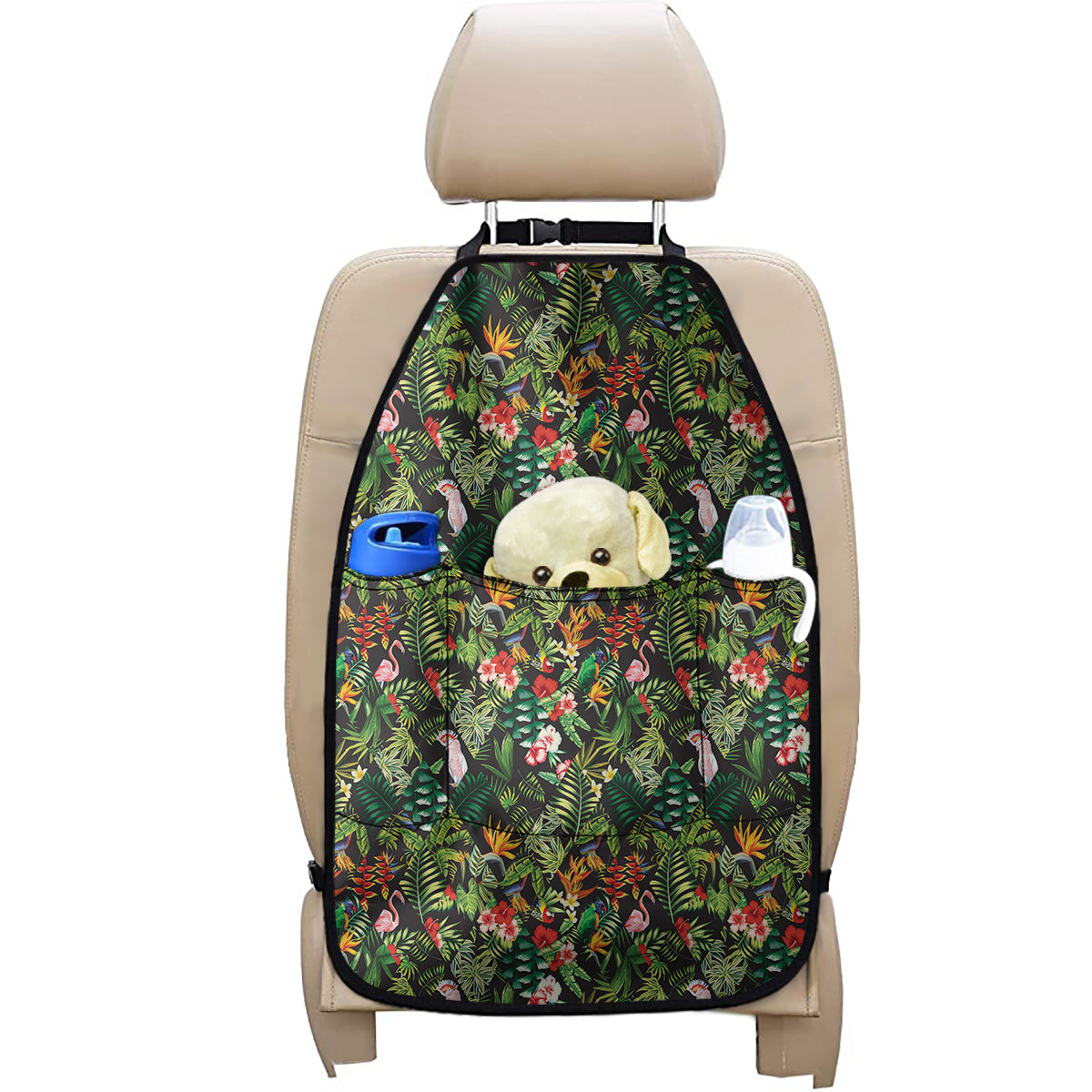 Tropical Patchwork Pattern Print Car Seat Organizers
