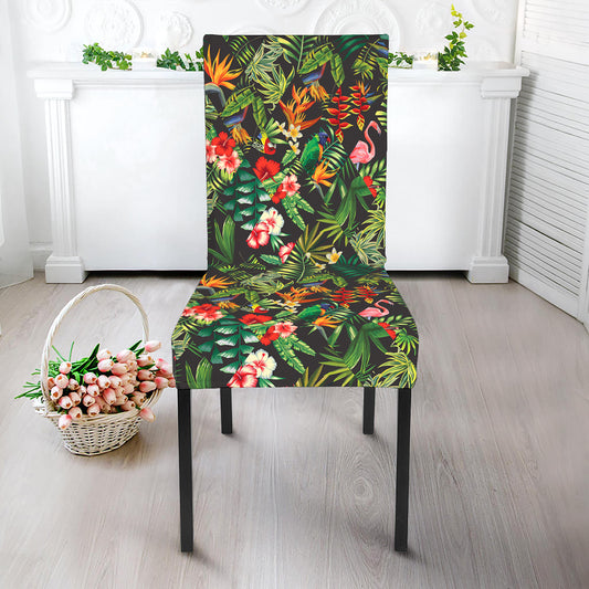 Tropical Patchwork Pattern Print Dining Chair Slipcover