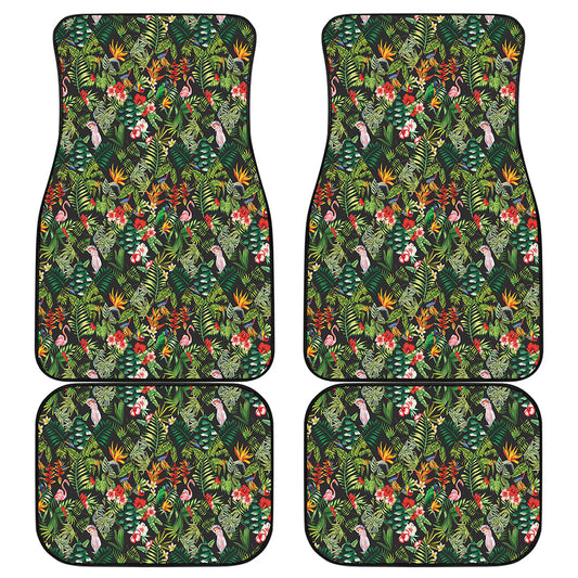 Tropical Patchwork Pattern Print Front and Back Car Floor Mats