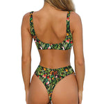 Tropical Patchwork Pattern Print Front Bow Tie Bikini
