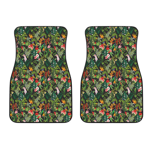 Tropical Patchwork Pattern Print Front Car Floor Mats