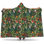 Tropical Patchwork Pattern Print Hooded Blanket