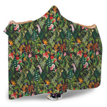 Tropical Patchwork Pattern Print Hooded Blanket