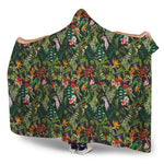 Tropical Patchwork Pattern Print Hooded Blanket