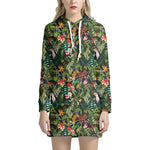 Tropical Patchwork Pattern Print Hoodie Dress