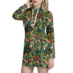 Tropical Patchwork Pattern Print Hoodie Dress