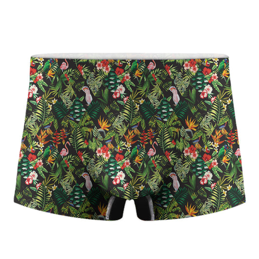 Tropical Patchwork Pattern Print Men's Boxer Briefs