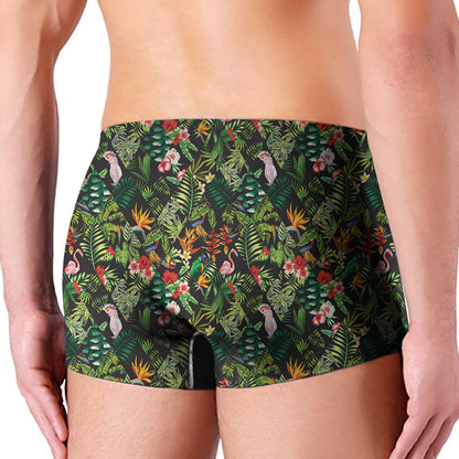 Tropical Patchwork Pattern Print Men's Boxer Briefs