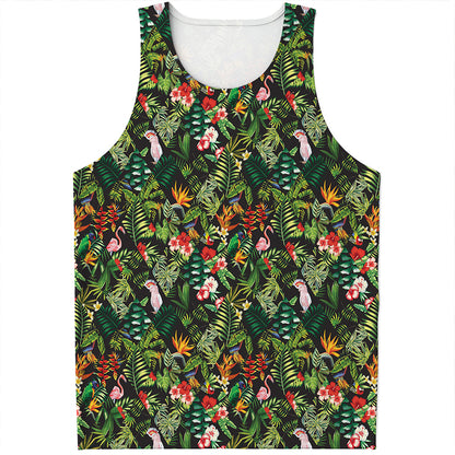Tropical Patchwork Pattern Print Men's Tank Top