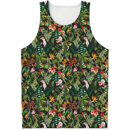 Tropical Patchwork Pattern Print Men's Tank Top