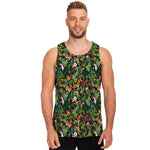 Tropical Patchwork Pattern Print Men's Tank Top