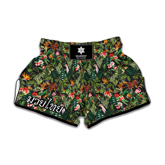 Tropical Patchwork Pattern Print Muay Thai Boxing Shorts