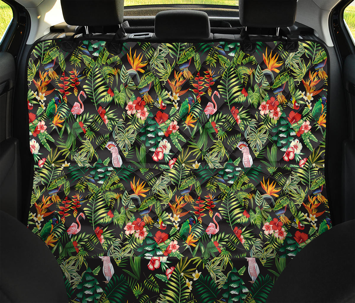 Tropical Patchwork Pattern Print Pet Car Back Seat Cover