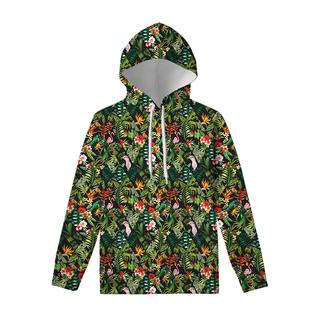 Tropical Patchwork Pattern Print Pullover Hoodie