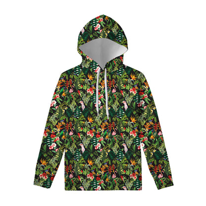 Tropical Patchwork Pattern Print Pullover Hoodie