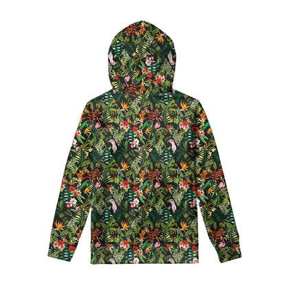 Tropical Patchwork Pattern Print Pullover Hoodie