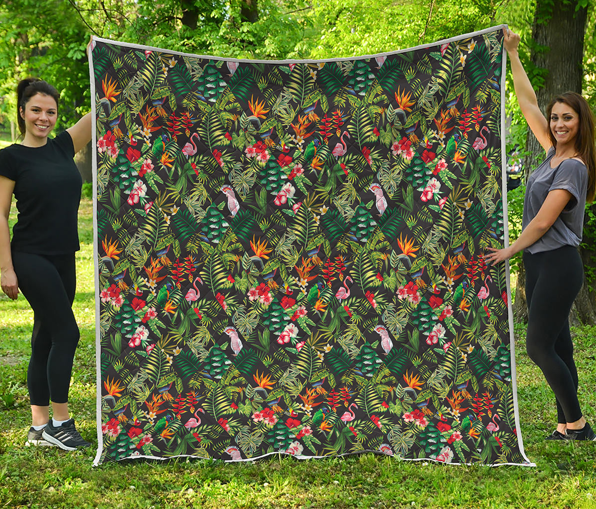 Tropical Patchwork Pattern Print Quilt