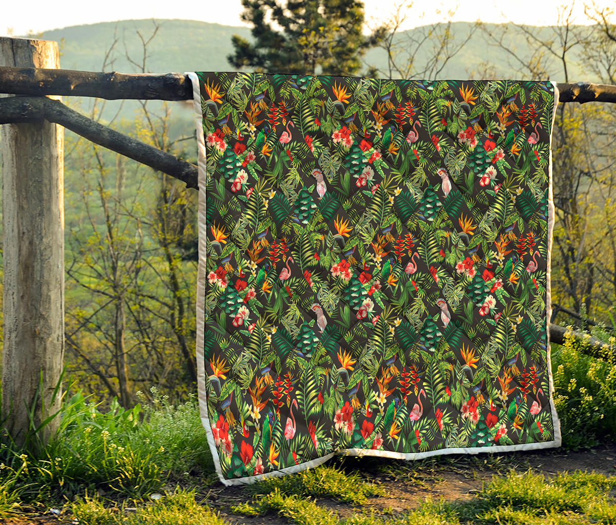 Tropical Patchwork Pattern Print Quilt