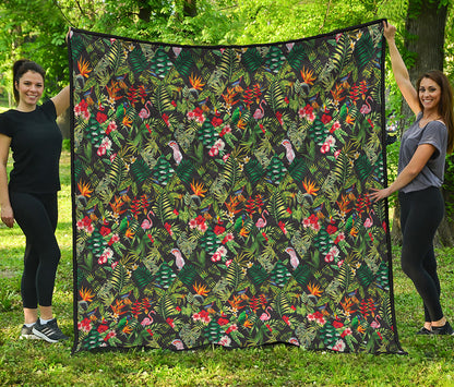Tropical Patchwork Pattern Print Quilt