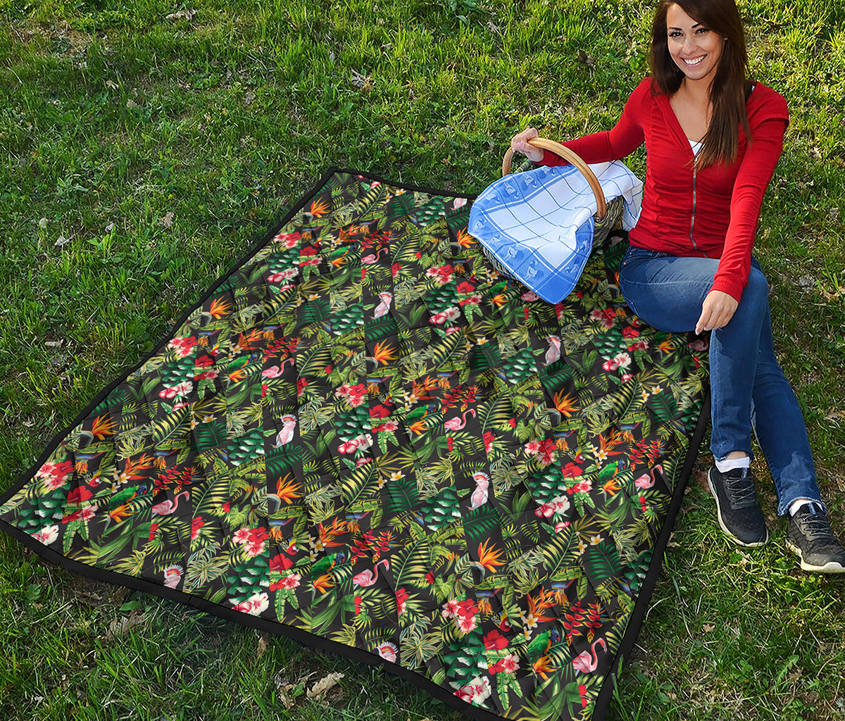 Tropical Patchwork Pattern Print Quilt