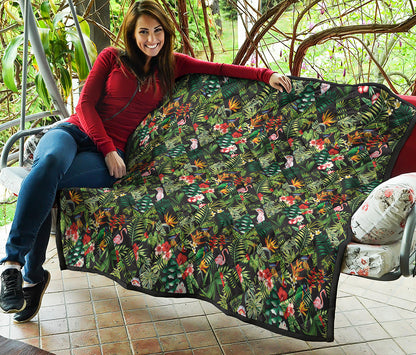 Tropical Patchwork Pattern Print Quilt