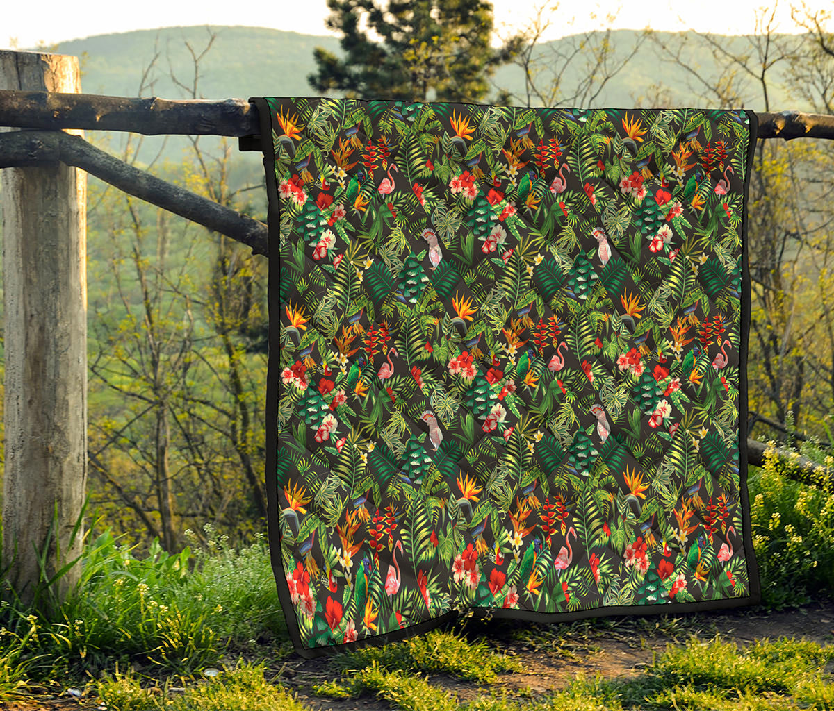 Tropical Patchwork Pattern Print Quilt