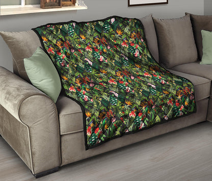 Tropical Patchwork Pattern Print Quilt