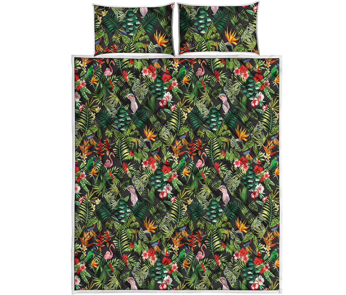 Tropical Patchwork Pattern Print Quilt Bed Set