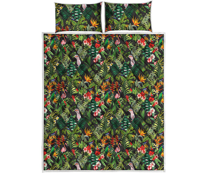 Tropical Patchwork Pattern Print Quilt Bed Set