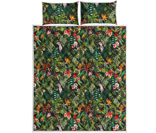 Tropical Patchwork Pattern Print Quilt Bed Set