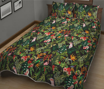 Tropical Patchwork Pattern Print Quilt Bed Set