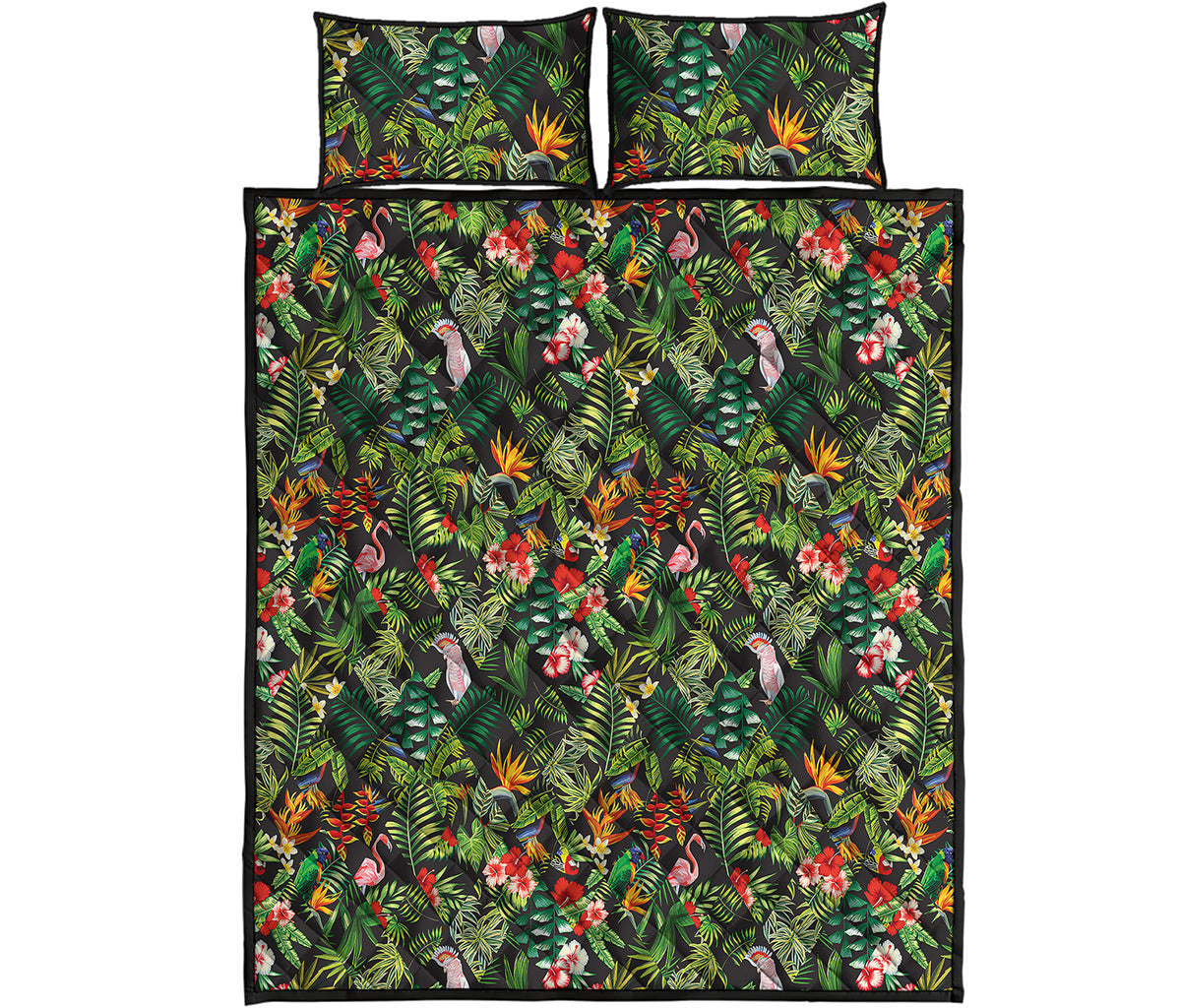 Tropical Patchwork Pattern Print Quilt Bed Set