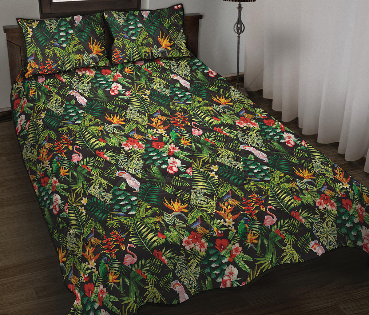 Tropical Patchwork Pattern Print Quilt Bed Set