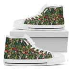 Tropical Patchwork Pattern Print White High Top Shoes