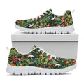 Tropical Patchwork Pattern Print White Running Shoes